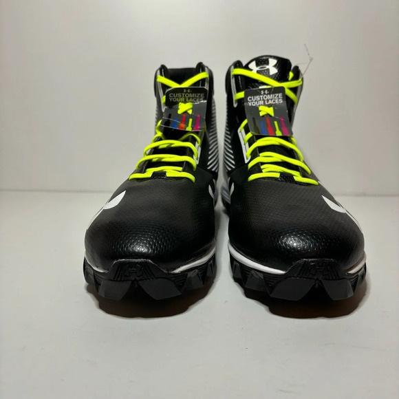 Men's Under Armour UA Hammer MC Cleats Mid RM (1289761-011) Black White 13 NEW - Picture 6 of 9